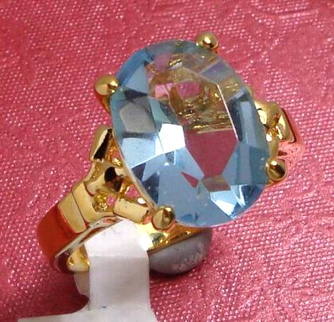 7CT CRT AQUAMARINE SOLITAIRE RING-4 sizes